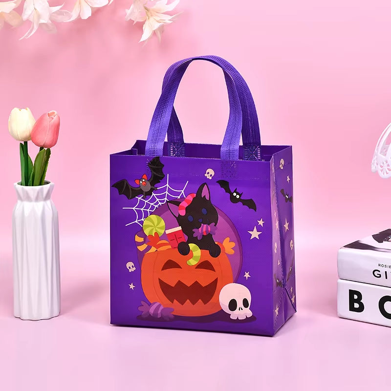 Halloween Candy Gift Bags - Set of 1-60 PCS, Trick or Treat Tote Bags with Handles for Kids' Parties