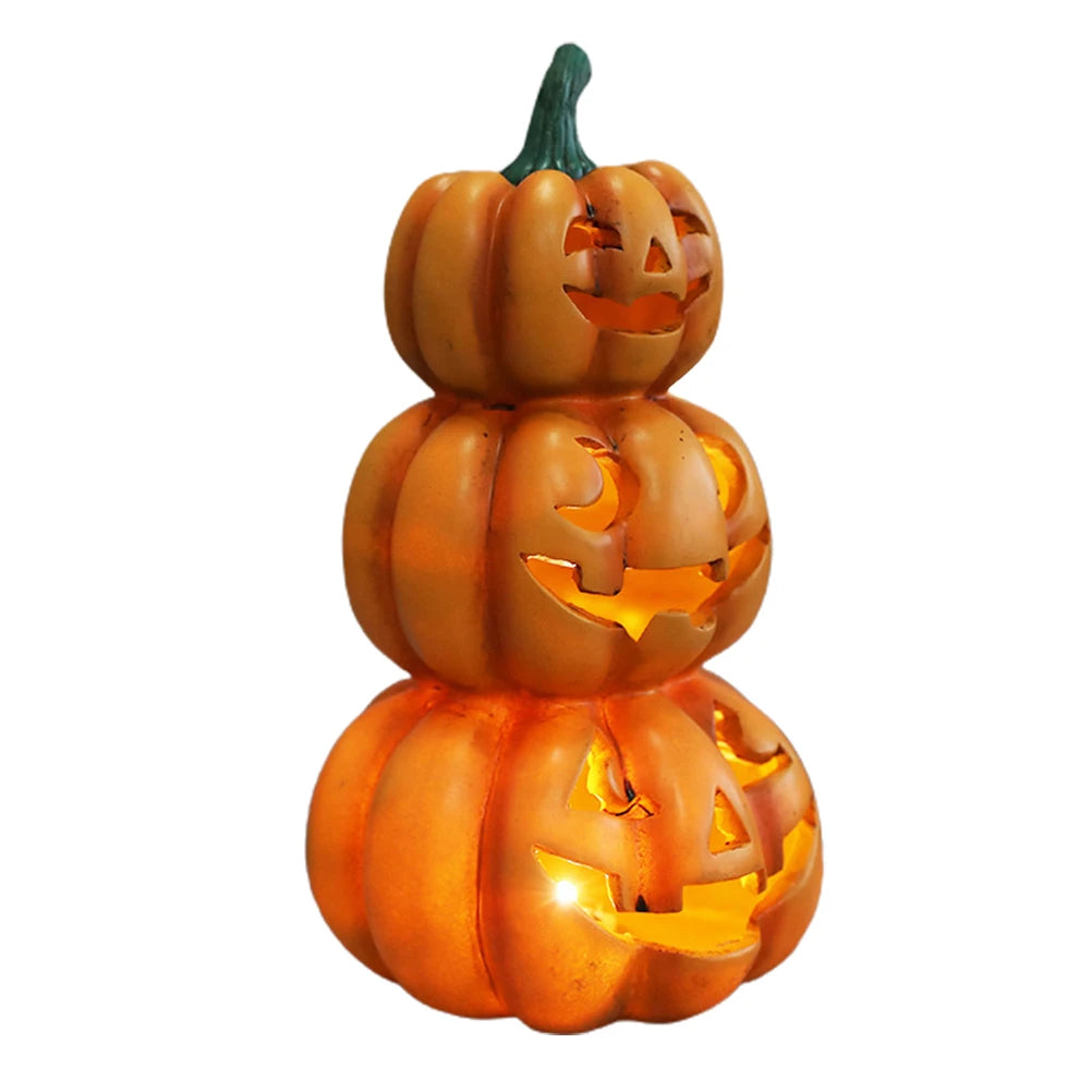 Illuminated Stacked Pumpkin Decor for Halloween Parties - Indoor and Outdoor Halloween Decorations
