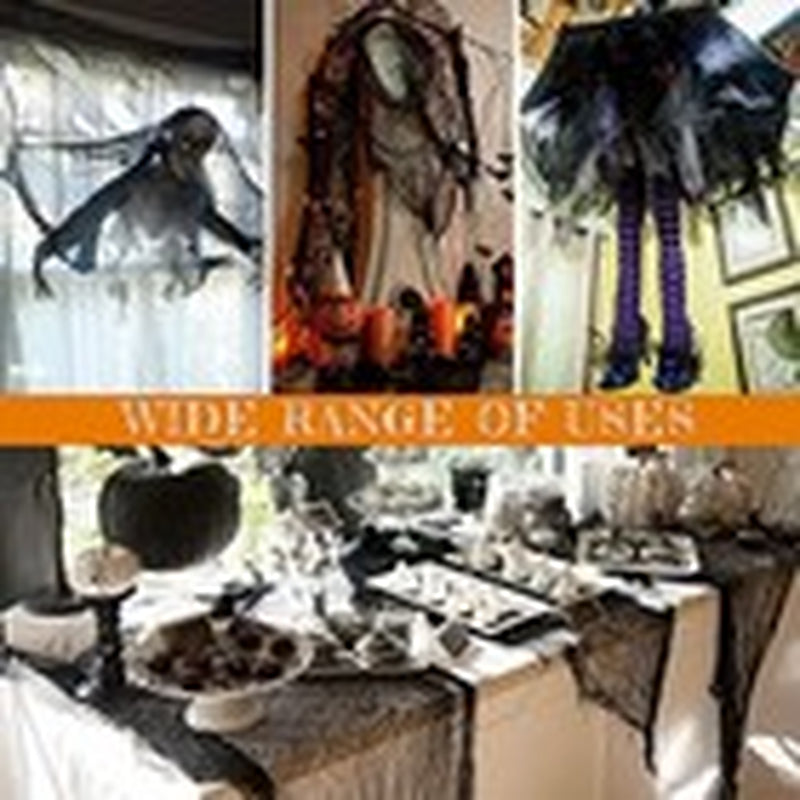 Halloween Creepy Cloth Decoration - 180 X 30In Halloween Black Decor Outdoor