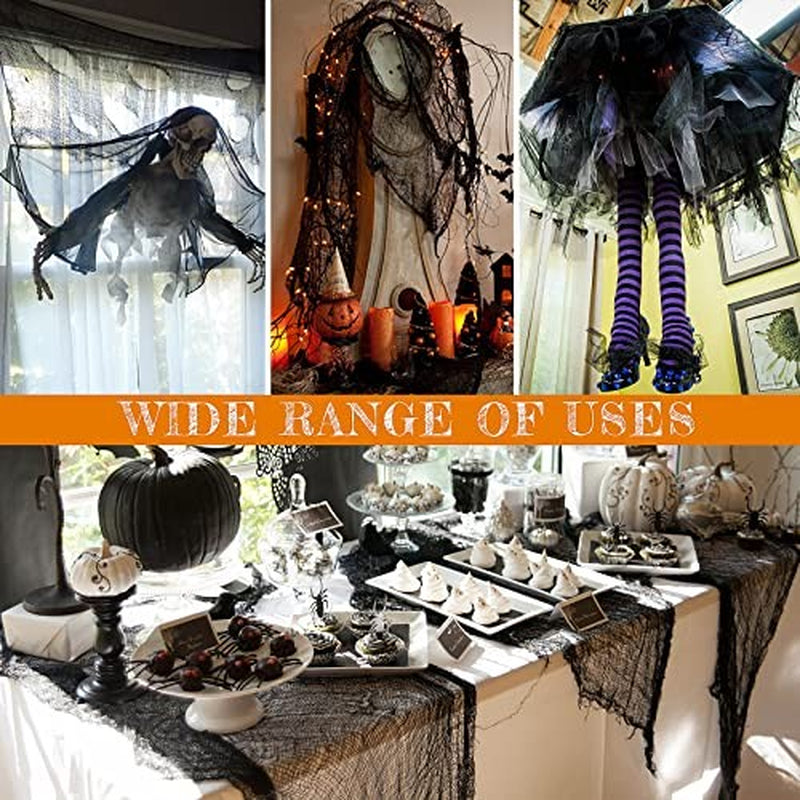 Halloween Creepy Cloth Decoration - 180 X 30In Halloween Black Decor Outdoor