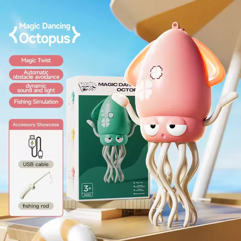 Electric Auto-Avoid Octopus with LED Lights Music Electric Crawling Octopus Toy Stress Relief Gift Octopus Interactive Robotics