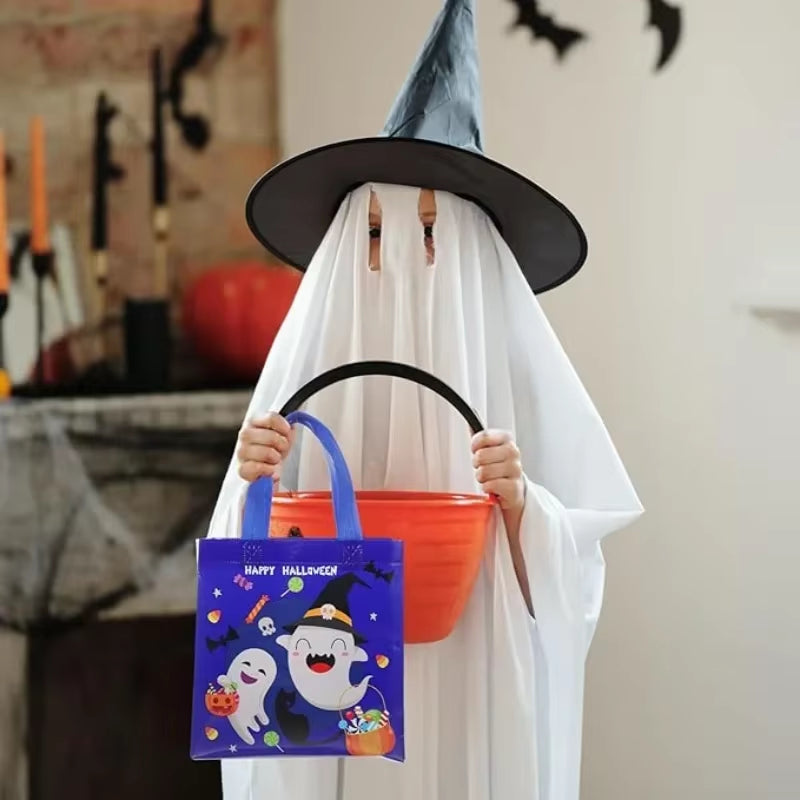 Halloween Candy Gift Bags - Set of 1-60 PCS, Trick or Treat Tote Bags with Handles for Kids' Parties