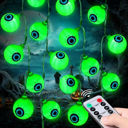 Halloween Decorations 30LED 17Ft Eyeball Halloween String Lights with Timer Remo
