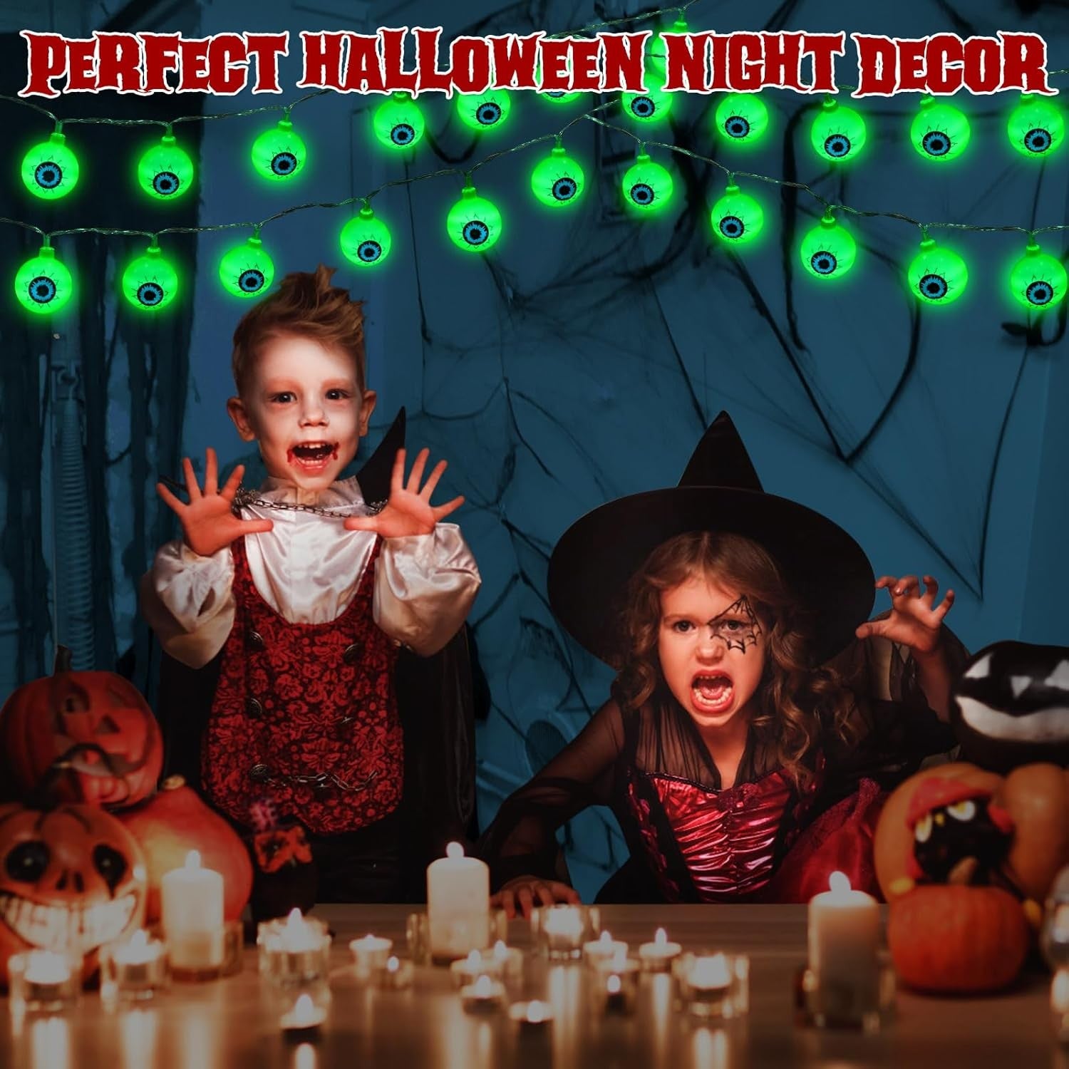 Halloween Decorations 30LED 17Ft Eyeball Halloween String Lights with Timer Remo