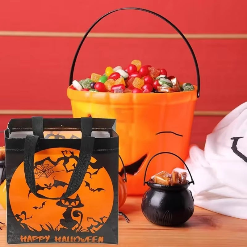 Halloween Candy Gift Bags - Set of 1-60 PCS, Trick or Treat Tote Bags with Handles for Kids' Parties